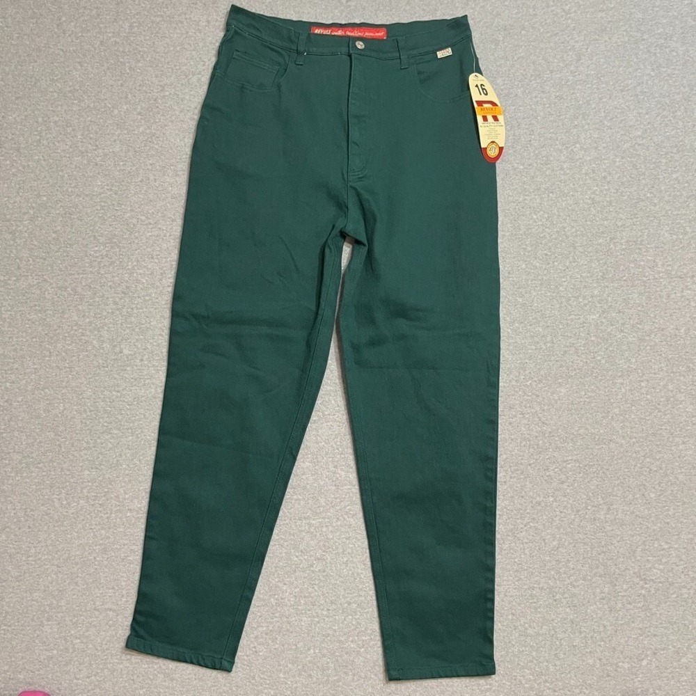 Revolt Jeans Womens 15/16 Juniors Green High Rise Mom Tapered Leg Denim New